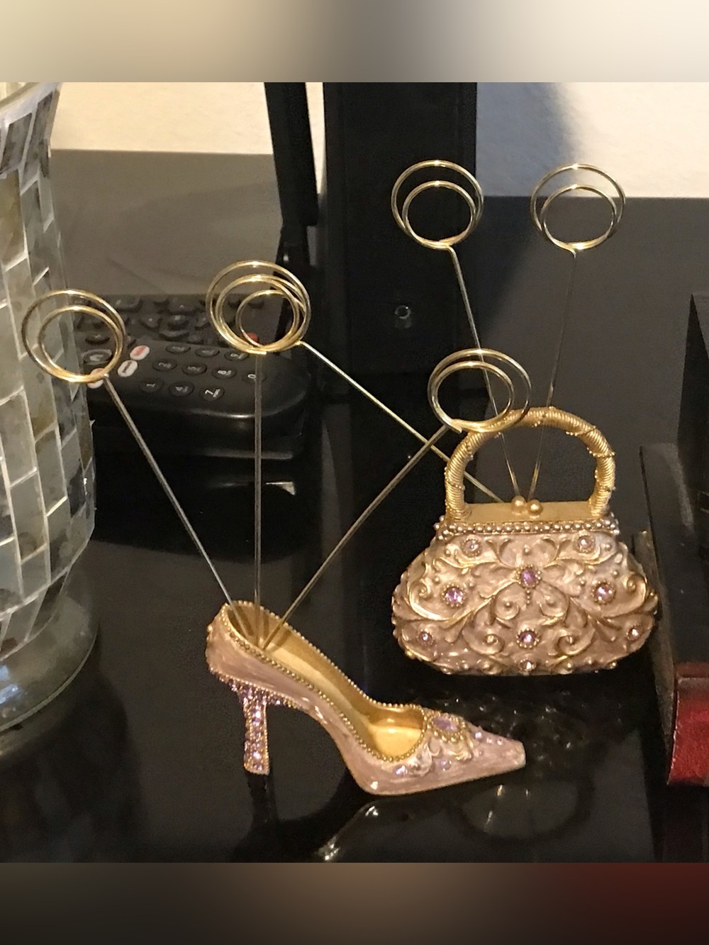 Ornate Pink Jeweled Decorative Handbag & Shoe Accent